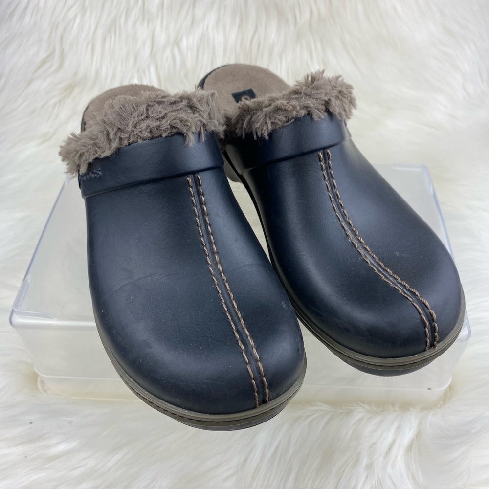 CROCS MULES COBBLER EVA INSULATED BROWN FUR LINED SIZE 8 Woman